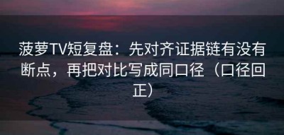 菠萝TV短复盘：先对齐证据链有没有断点，再把对比写成同口径（口径回正）
