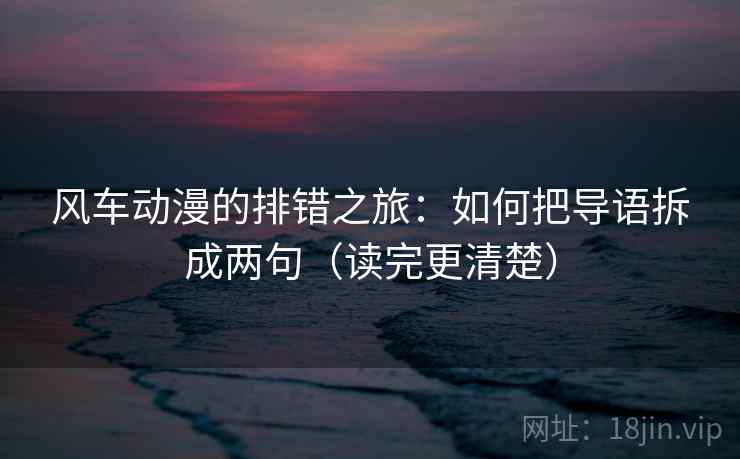 风车动漫的排错之旅：如何把导语拆成两句（读完更清楚）
