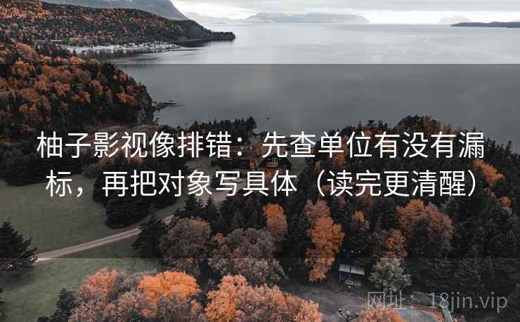 柚子影视像排错：先查单位有没有漏标，再把对象写具体（读完更清醒）